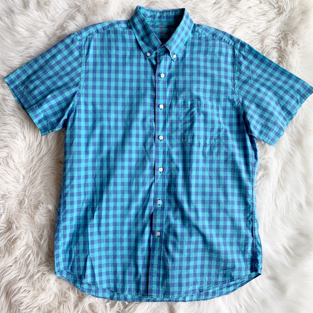 J. Crew Short Sleeve Gingham Shirt ME1632